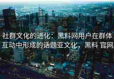 社群文化的进化：黑料网用户在群体互动中形成的话题亚文化，黑料 官网