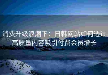 消费升级浪潮下：日韩网站如何透过高质量内容吸引付费会员增长