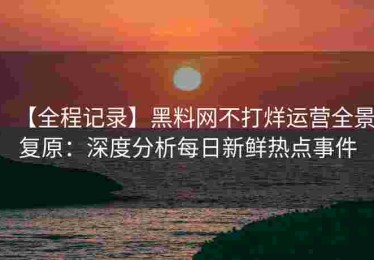 【全程记录】黑料网不打烊运营全景复原：深度分析每日新鲜热点事件