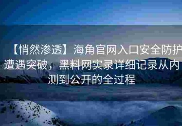 【悄然渗透】海角官网入口安全防护遭遇突破，黑料网实录详细记录从内测到公开的全过程
