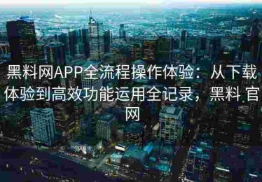 黑料网APP全流程操作体验：从下载体验到高效功能运用全记录，黑料 官网