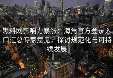 黑料网影响力暴涨：海角官方登录入口汇总专家意见，探讨规范化与可持续发展