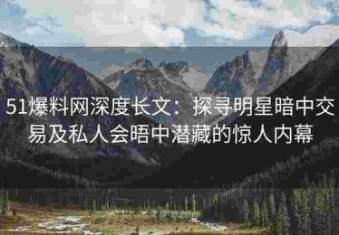 51爆料网深度长文：探寻明星暗中交易及私人会晤中潜藏的惊人内幕