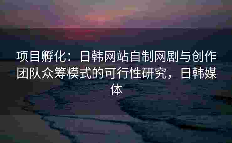 项目孵化:日韩网站自制网剧与创作团队众筹模式的可行性研究,日韩媒体 项目孵化:日韩网站自制网剧与创作团队众筹模式的可行性研究,日韩媒体