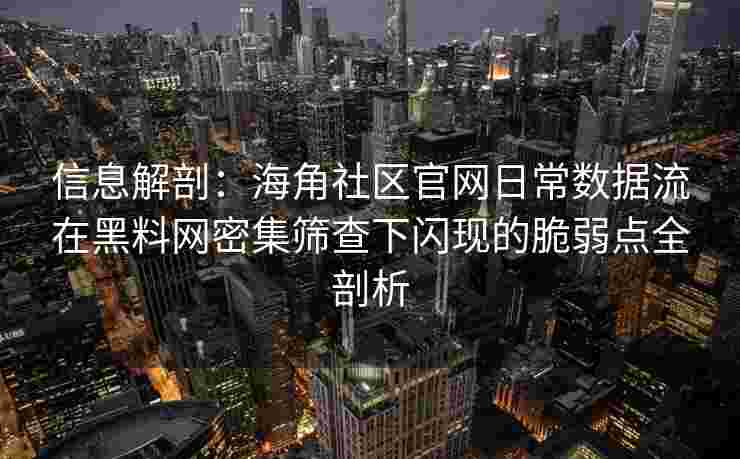 信息解剖：海角社区官网日常数据流在黑料网密集筛查下闪现的脆弱点全剖析