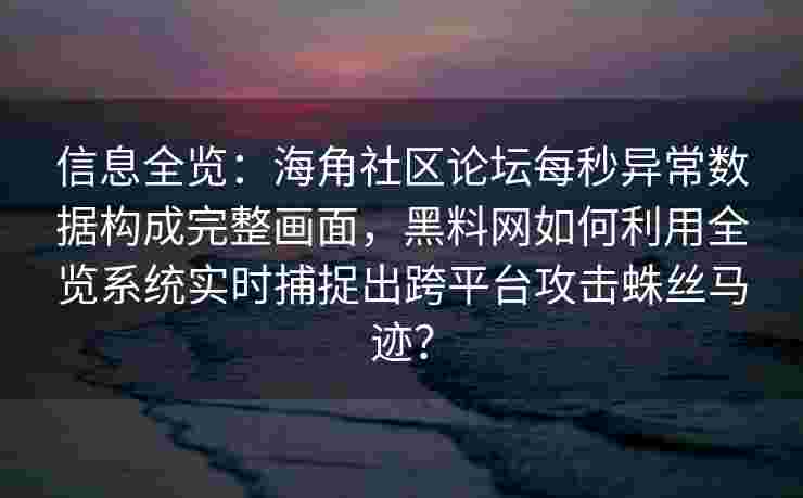 信息全览：海角社区论坛每秒异常数据构成完整画面，黑料网如何利用全览系统实时捕捉出跨平台攻击蛛丝马迹？