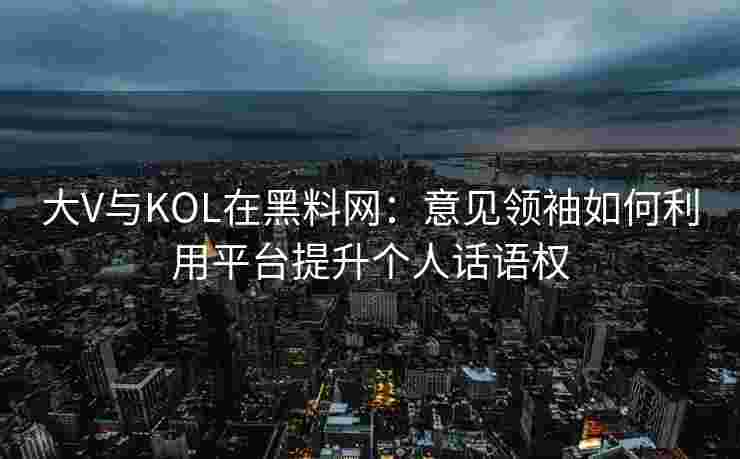 大V与KOL在黑料网：意见领袖如何利用平台提升个人话语权